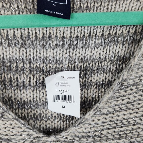 NWT GAP Lurex Metallic Wool Mohair Blend Oversized V-Neck Knit Sweater sz M - Picture 7 of 10